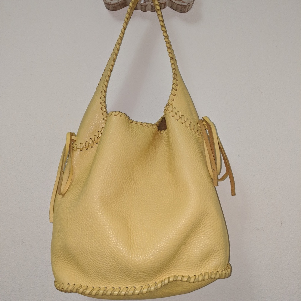 Cole Haan Yellow Raleigh Whipstich Hobo Handbag